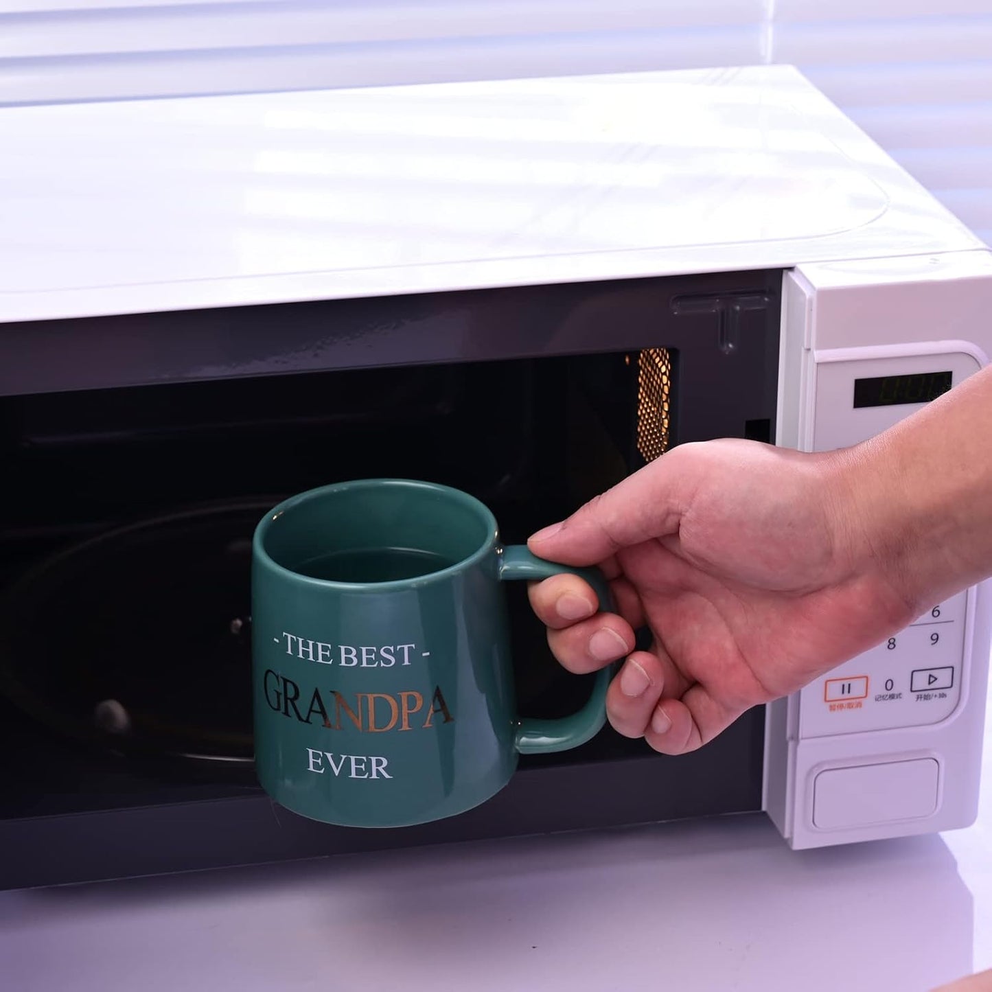 Miicol Funny Coffee Mug 16 oz, Large Ceramic Tea Mug, Gift Idea for Grandpa, Men, Cute Office Coffee Cup, Cyan Tea Cup, Unique Gift for Birthday, Christmas