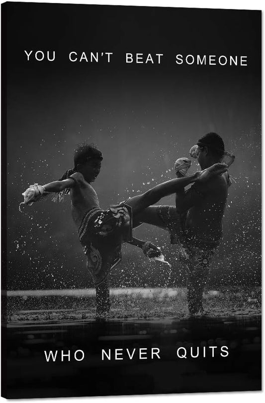 Inspirational Wall Art Motivational Fighting Canvas Painting Muay thai Pictures Thai Boxing Posters and Prints Artwork Modern Inspiring Office Living Room Sport Gym Decorations Framed (12" Wx16 H)