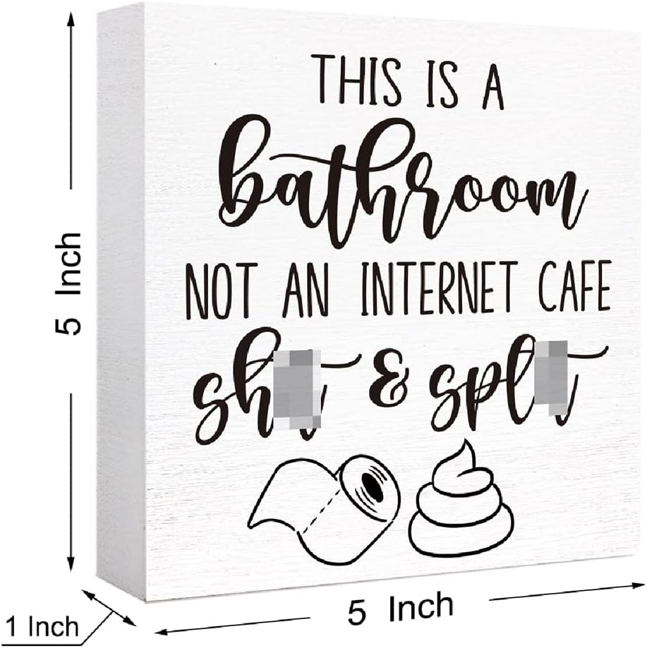 Funny Wood Sign - Not an Internet Cafe, Bathroom & Toilet Decor, Farmhouse Style