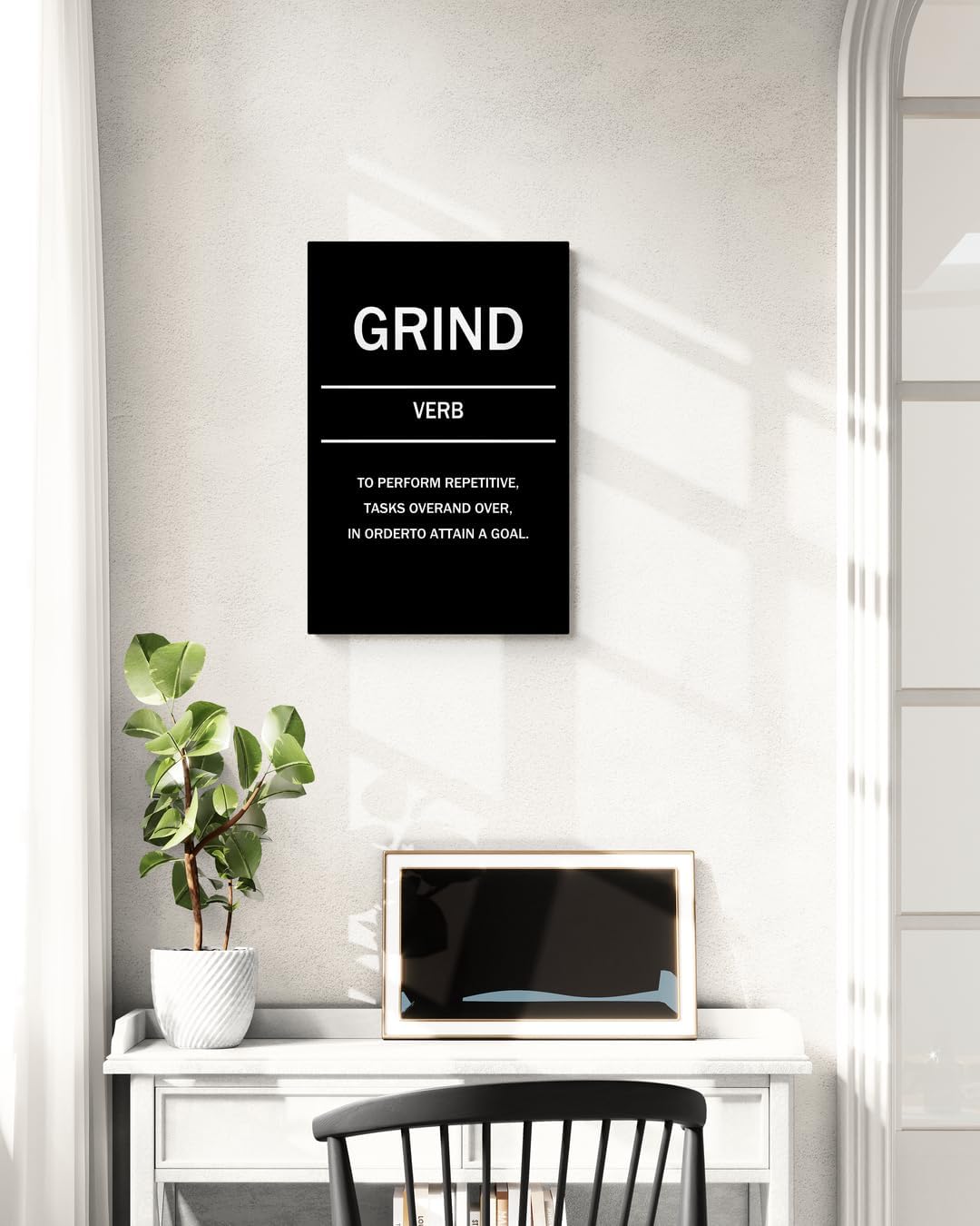 GoForArt Motivational Canvas Wall Art, Famous Quote Inspirational Prints Wall Decor,GRIND Poster for Office Living Room, Bedroom Dining Room Artwork Home Decoration 12x18in