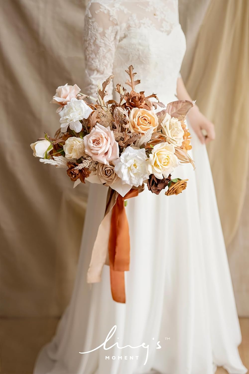 Ling's Moment 13 Inch Artificial Wedding Bouquets for Bride Bridal Bouquet Bridesmaid Bouquet Tossing Bouquet for Wedding Ceremony Anniversary Bridal Shower