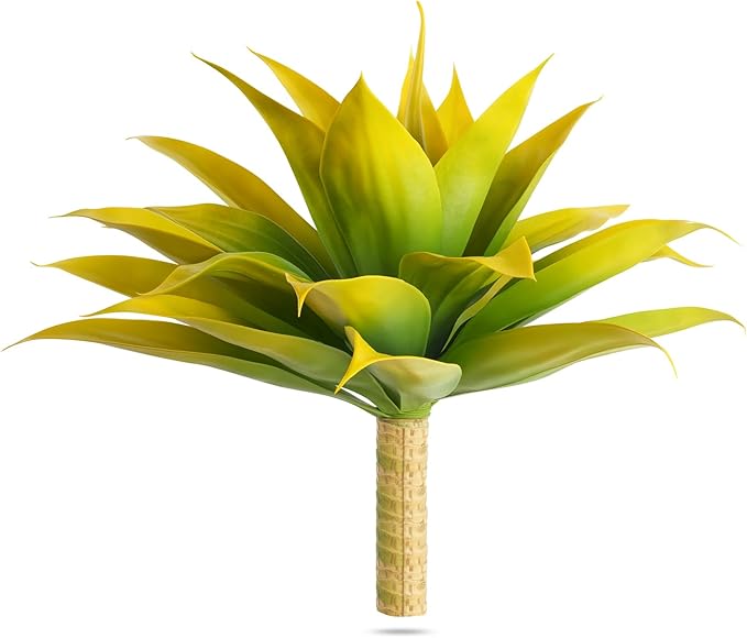 Velener Artificial Agave Fake Plants, Yellow Fake Succuents Plant for Room Decor, Unpotted Faux Agave Plant for Outdoor/Indoor Fall Decor, Yellow, 22 inches, Set of 1