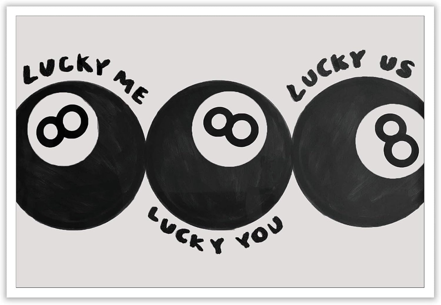 Lucky Me Lucky You Lucky Us Quote Cool Canvas Wall Art Vintage Black 8 Balls Poster Playful Billiards Print Paintings Trendy Aesthetic Pictures Decor for Home Game Room Bar Cart 24x36inch Unframed