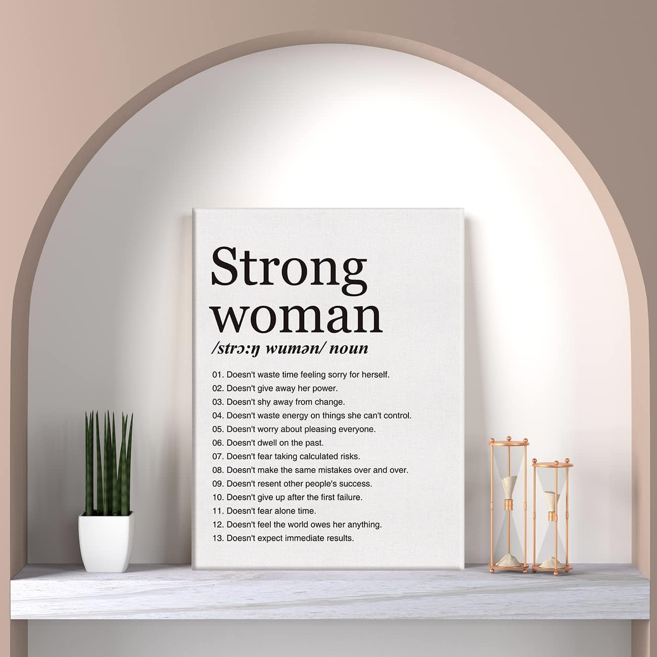LEXSIVO Strong Woman Definition Print Canvas Wall Art Home Office Decor Modern Minimalist Feminist Painting 12x15 Canvas Poster Framed Ready to Hang Inspirational Gift