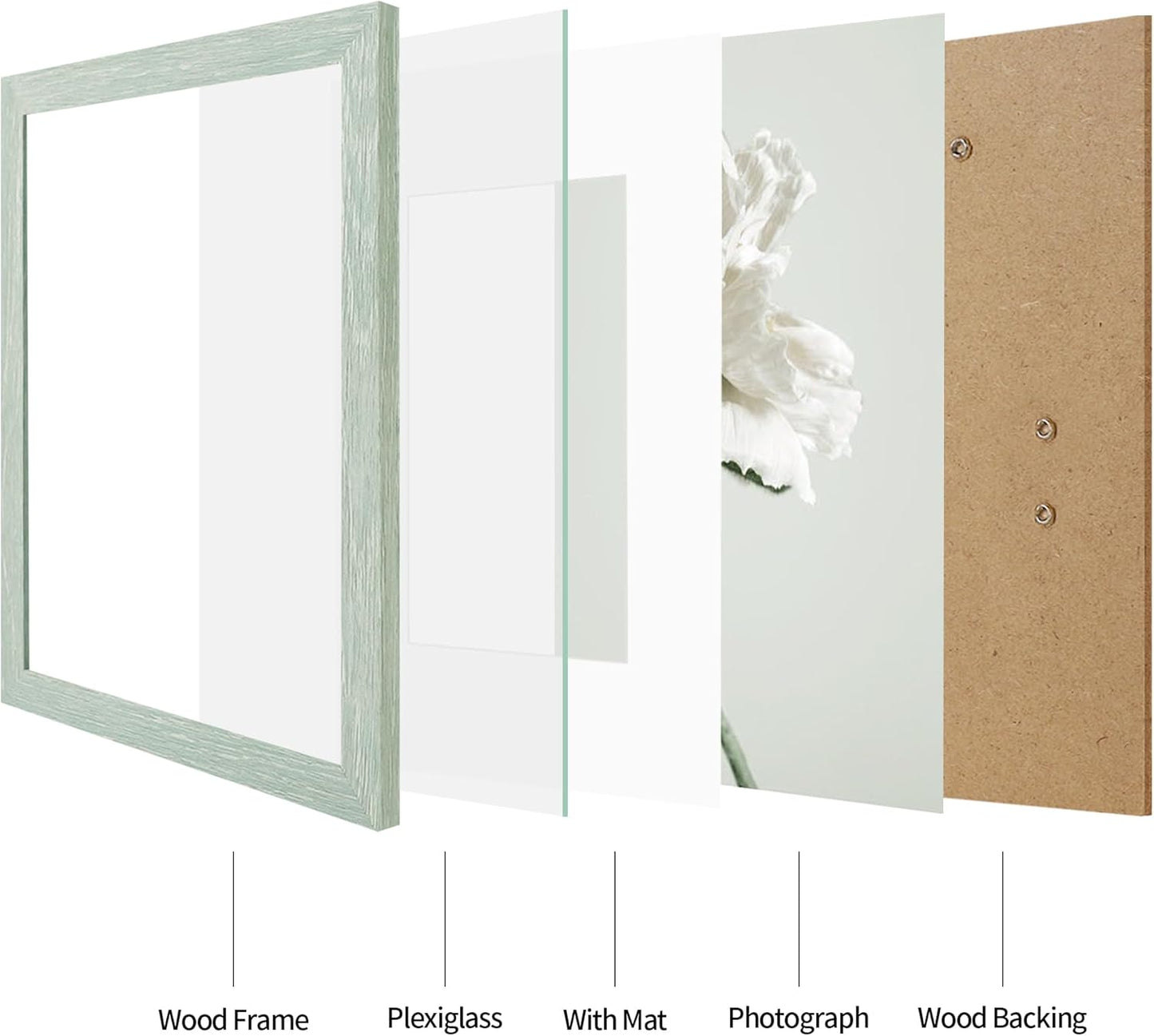 iRahmen 11x14 Picture Frame Set of 2, HD Plexglass Poster Frames Display Picture 8x10 with Mat or 11 x 14 without Mat, Rustic Photo Frame for Wall Mounting Horizontal Vertical