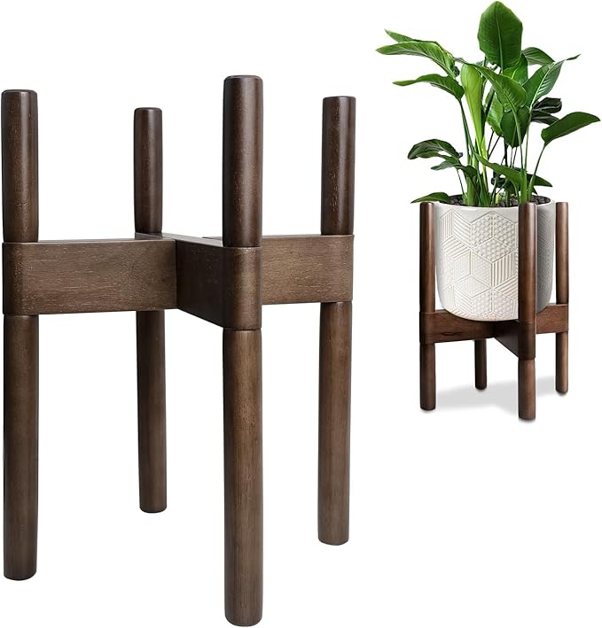 Plant Stand Indoor, Mid Century Modern Plant Holder, Wood Corner Flower Pot Stand for Living Room,(Pot & Plant Not Included),1Pack