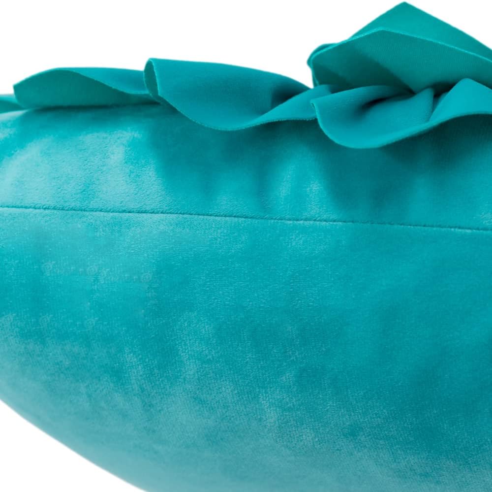 Decorative 3D Flower Throw Pillow Covers Handmade Pillowcases for Sofa Bed Home Room Decor 18 x 18 Inch Teal