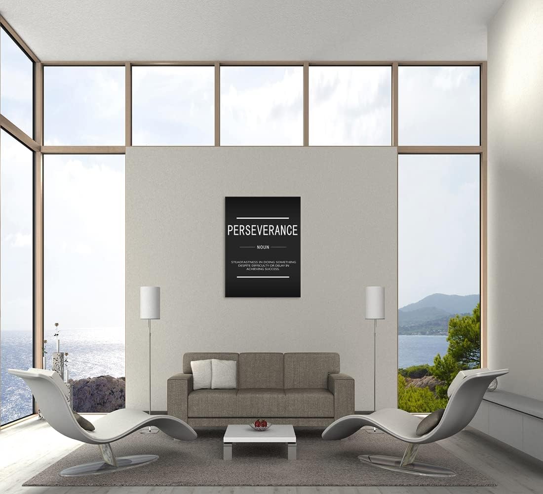 Inspirational Office Canvas Wall Art Perseverance Noun Quotes Wall Decor for Living room School Motivational Canvas Print Artwork Painting Poster Framed Ready to hang[30"W X 40"H]