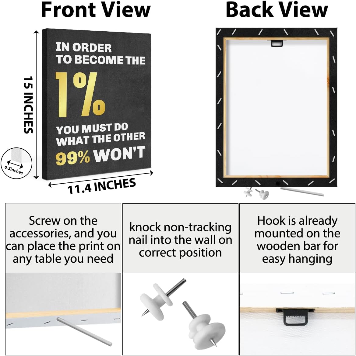 HZMLYDJ Motivational Wall Decor - In Order To Become The 1 Percent Inspirational Wall Art Positive Quotes, Positive Affirmations Wall Decor for Bedroom Teacher Office Study Gym Room Classroom