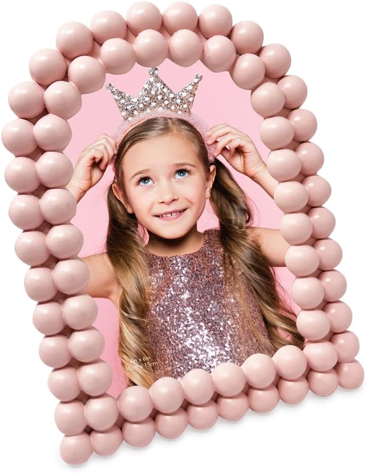 Isaac Jacobs 4x6 Matte Blush Double Bauble Arch Photo Frame with Black Fabric Easel, Tabletop, Wall-Mountable, Shelf and Desk, Decorative Art Design, Home Décor (4x6, Matte Blush)