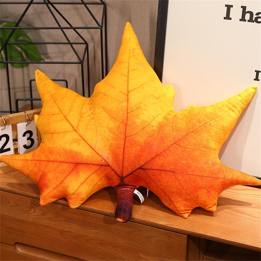 Leaf Shaped 3D Throw Pillows Soft Plush Maple Leaf Pillow Decorative Pillow for Plant Lovers Aesthetic Cute Pillow for Bed Sofa Car Floor Couch Living Room Bedroom Decor (Chinese parasol leaf)