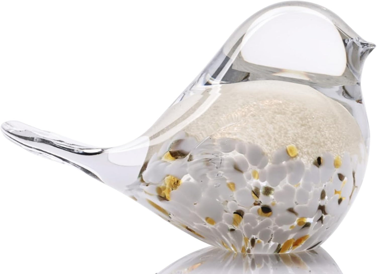 DOVDOV Hand Blown Glass Bird Statue Home Decor, Glass Art Bird Small Sculpture for Office Desktop on Dresser entryway Decorative Ornament and Glass Paperweight., Gray