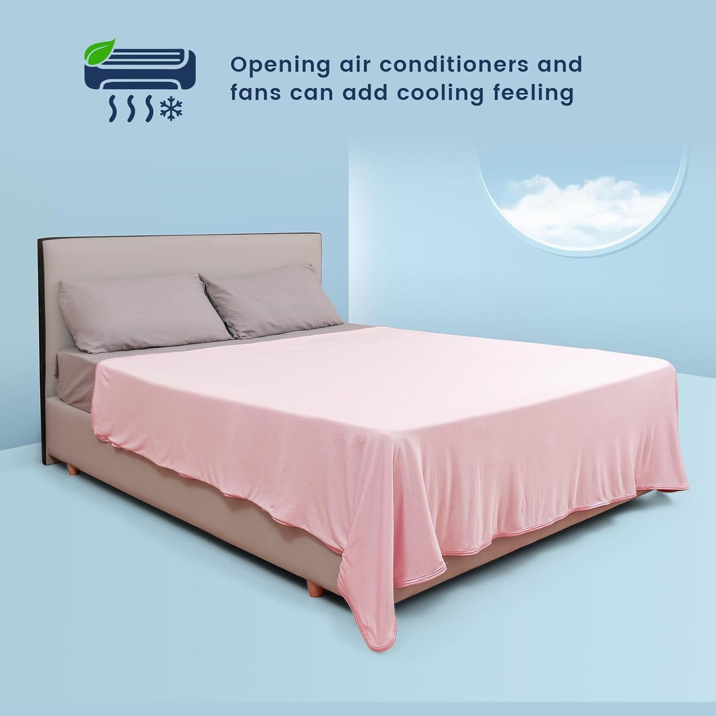 Cooling Blanket for Hot Sleepers, Summer Cold Throw for Hot Flashes or Night Sweats, Q-Max>0.4 Cool Fiber for Bed Couch, Lightweight, Comfort, Double Side, Queen Size, 79x86 in, Pink