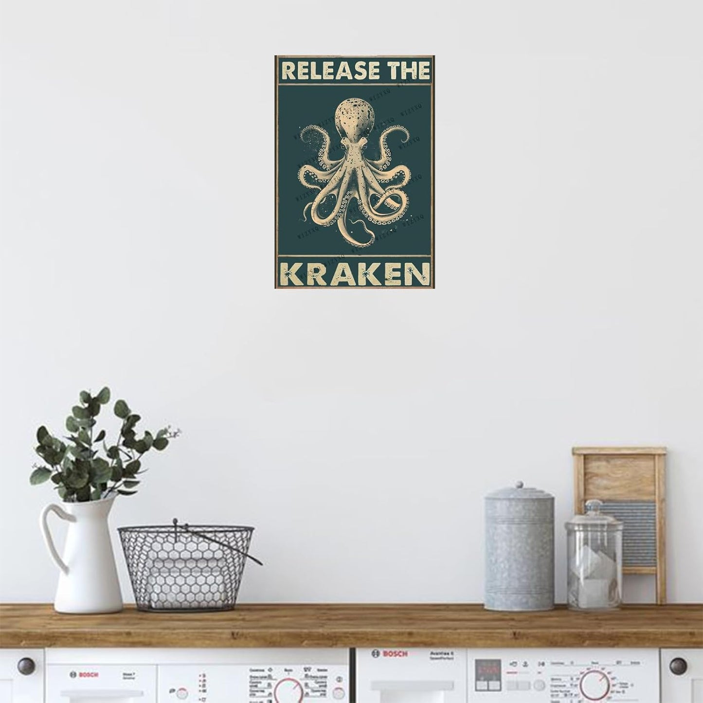 Metal Signs Release The Kraken Vintage Octopus Tin Sign for Home Office Kitchen Bar Cafe Garden Wall Decor 12x8 Inch