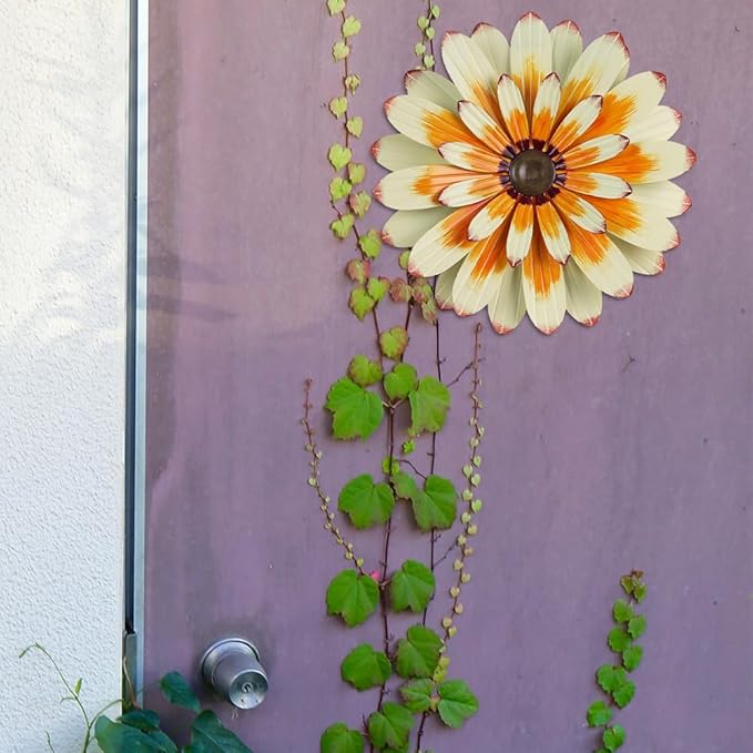 YEAHOME Metal Flower Wall Decor, 16" Wall Art Hanging Decorations for Home Bathroom, Bedroom, Living Room, Office, Boho Art, Indoor Outdoor Decorations Patio Garden Decor