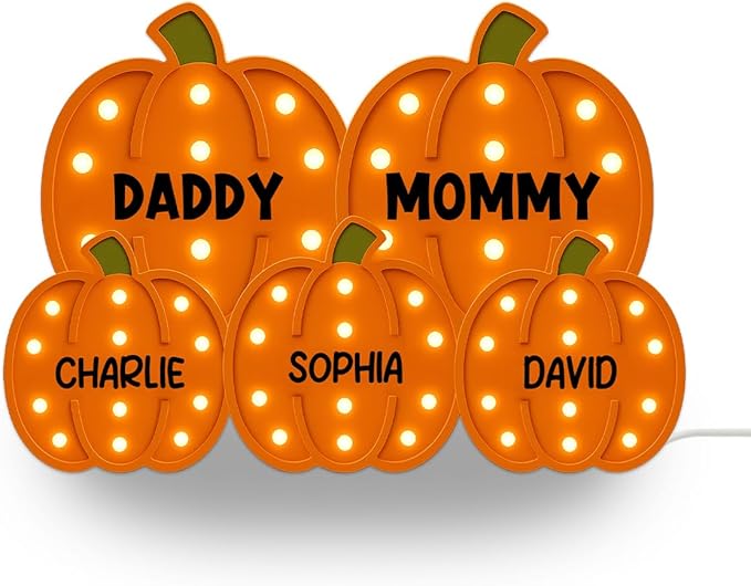 3D Effect Halloween Collapsible Light Up Pumpkin Decor - Halloween Pumpkin Indoor Decor Light Up - Cozy Fall Vibe Home Decoration - Personalized Light Box (Daddy & Mommy Version)
