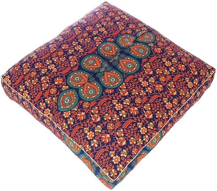 Eyes of India - Mandala Floor Pillow Cover Meditation Cushion Seating Throw Hippie Round Colorful Decorative Bohemian Indian Pouf Ottoman Handmade Cover ONLY (Dark Blue-2, 35" x 35")