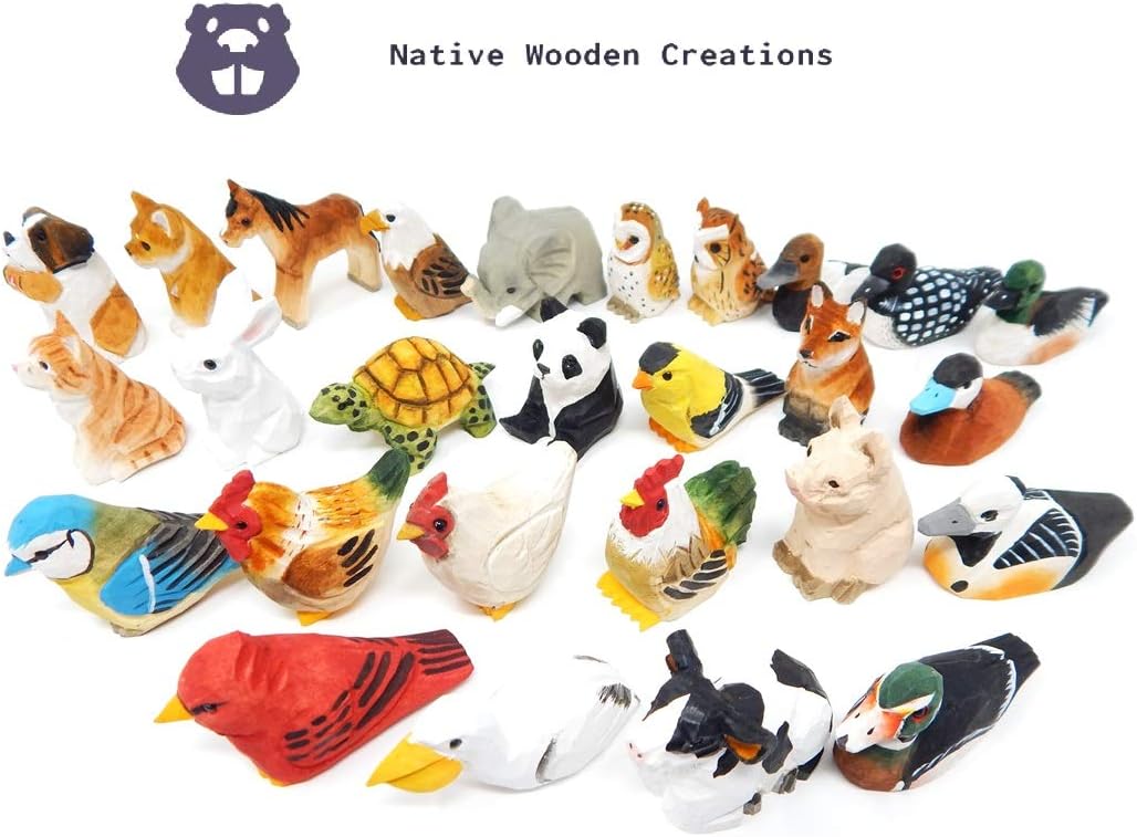 Hand-Carved Chickadee Figurine -Wooden Black-Capped Songbird Statue, Chick Tit Miniature Chestnut Carolina Handmade Songbird Art for Home Decor & Collectibles Nature-Inspired Gifts