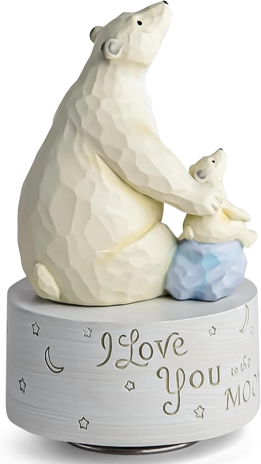 I Love You to The Moon and Back, Polar Bear Music Box, Musical Figurine Keepsake, Heartfelt Gift for Family and Loved Ones, Home Décor Collectible, Plays Twinkle, Twinkle, Little Star Melody