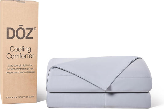DOZ Summer Cooling Comforter, Cooling Blanket for Hot Sleepers and Night Sweats, Q-Max Over 0.4, Cool to The Touch Cover, Breathable, Lightweight, Soft, 90"x90", Thundercloud, Full/Queen