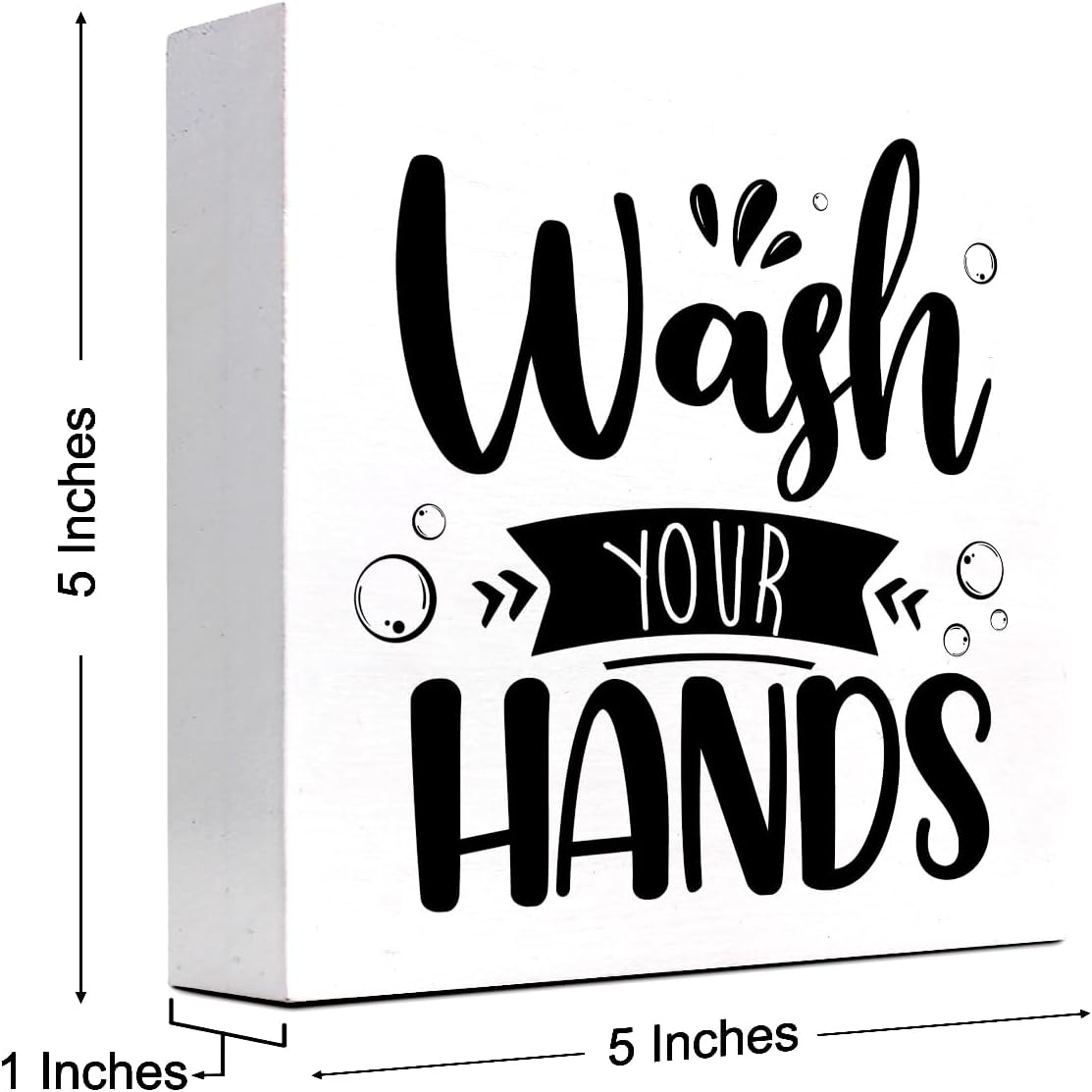 Funny Bathroom Wooden Box Sign,Wash Your Hands Bathroom Wood Block Plaque Sign for Home Restroom Shelf Wall Toilet Decor