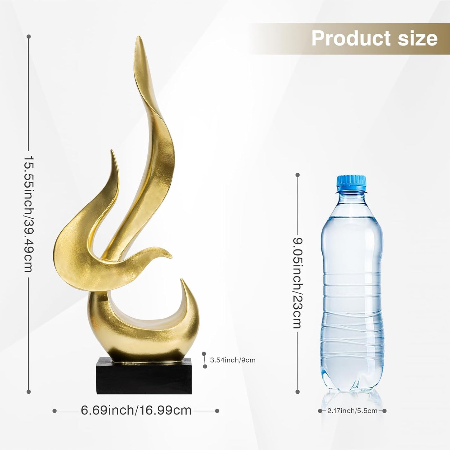 Gold Fire Flame Sculpture, Modern Abstract Resin Statue, Art Statue Home Decor for Living Room TV Stand Coffee Table Shelf Accents Decor.