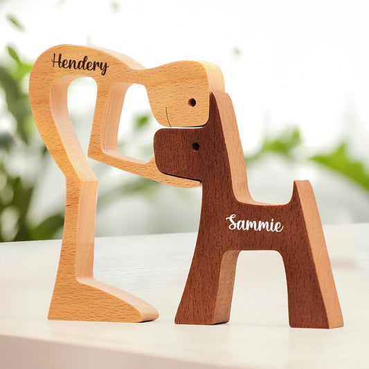 DOPTIKA Personalized Dog Statue Home Decor, Wooden Sculpture Pet Carving, Table Decoration, Memory Gift for Dog Lovers, Dad, Housewarming Ideas