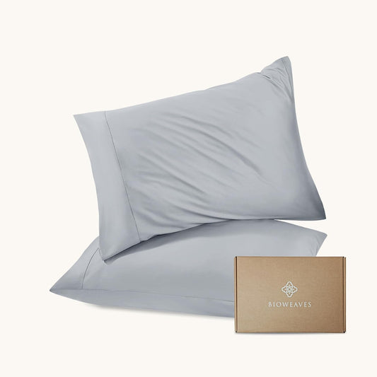 Bioweaves 100% Organic Cotton Envelope Pillow Cases 300 Thread Count Soft Sateen Weave GOTS Certified – 20 X 37, Set of 2, Shore