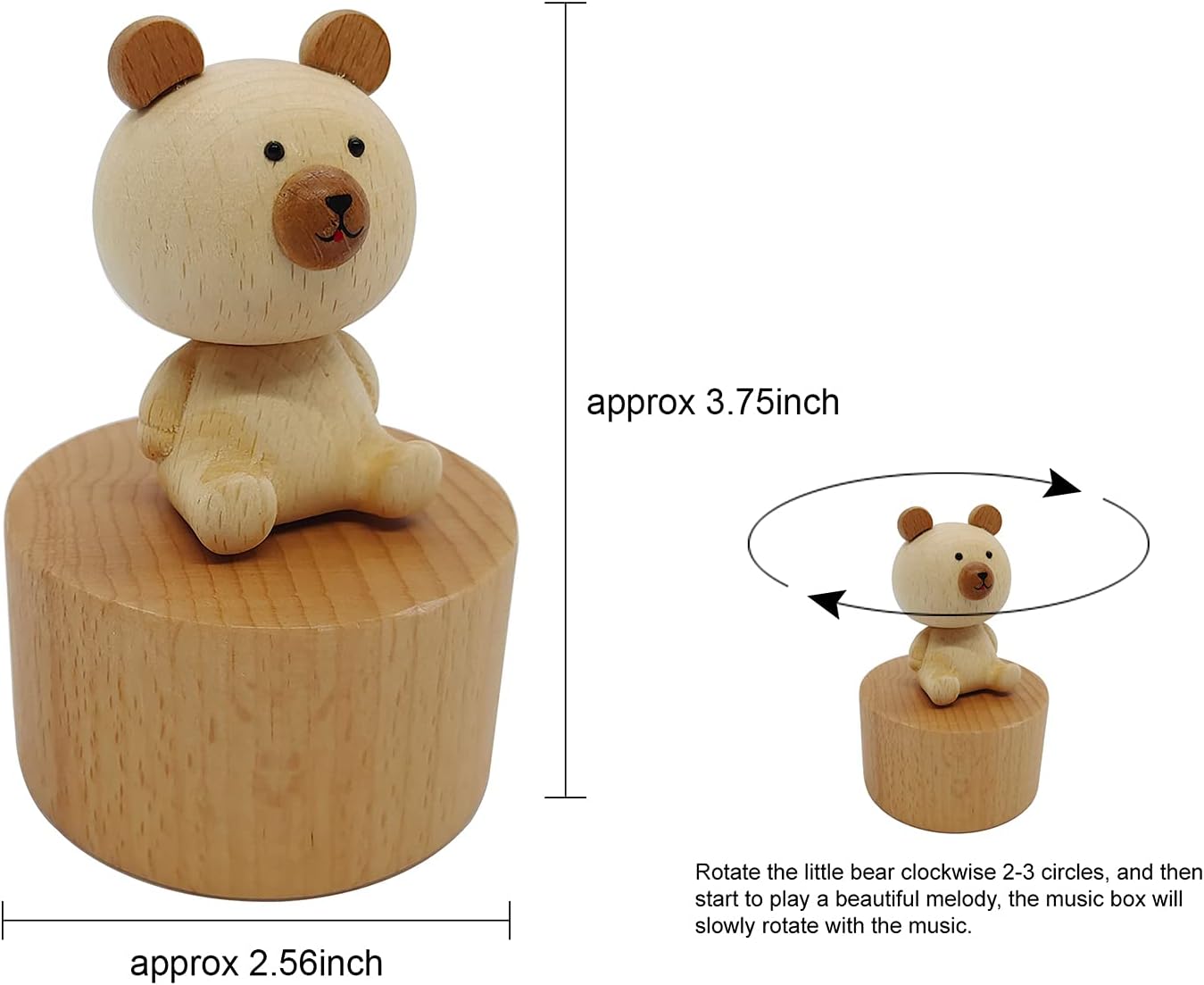 Cute Little Bear Mini Music Box, Little Animals Wooden Mechanical Music Box, The Music Box Gift That Sings Castle in The Sky, Best Gift for Boy Girl Friends Singing Music Gift Box