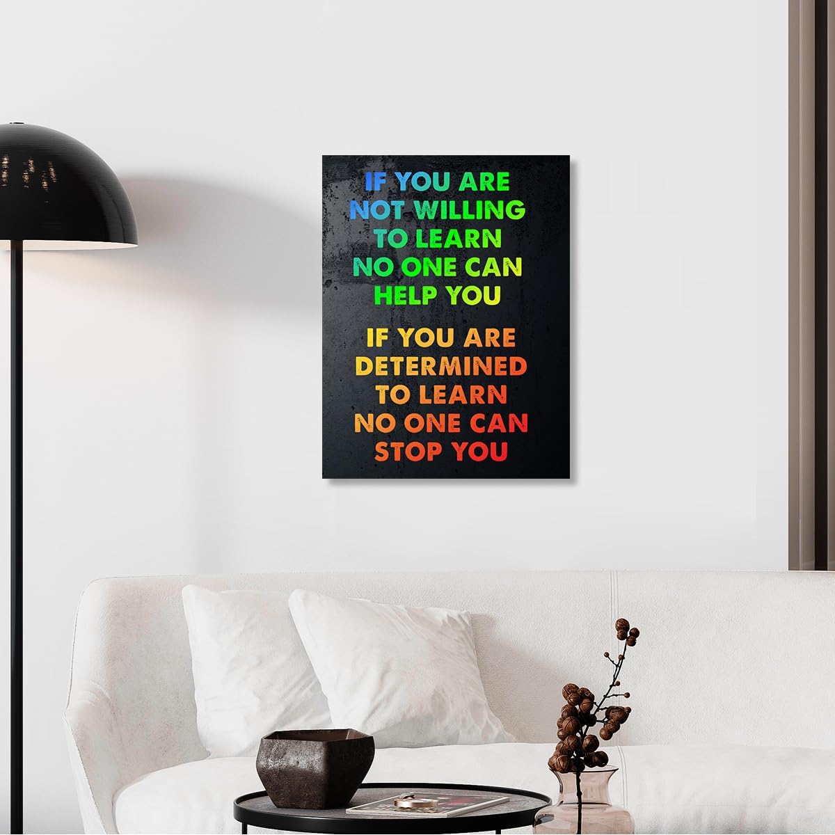 Gwisml If You Are Not Willing To Learn Wall Decor,Inspirational Quotes Canvas Frame Paintings For Office Home Workplace Wall Art Decor