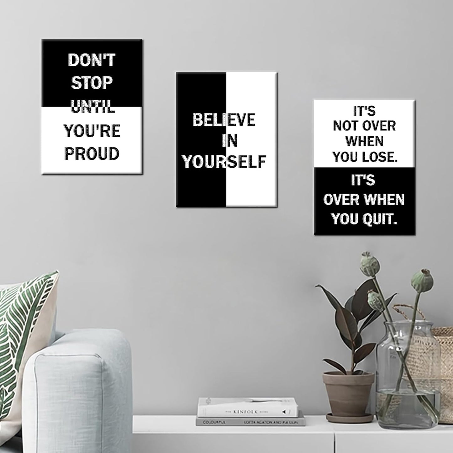 Inspirational Canvas Wall Art Simple Black and White Motivational Poster Print Office Decor Picture Painting Artwork for Modern Home Bedroom Bathroom Wall Decoration Ready to Hang [36''W x 16''H]