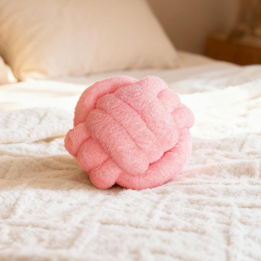 Knot Pillow Ball Plush - Decorative Throw Pillows for Bed Relieve Stress, Round Knot Cushion for Sofa Decor Pet Toy, Pink 8 inch