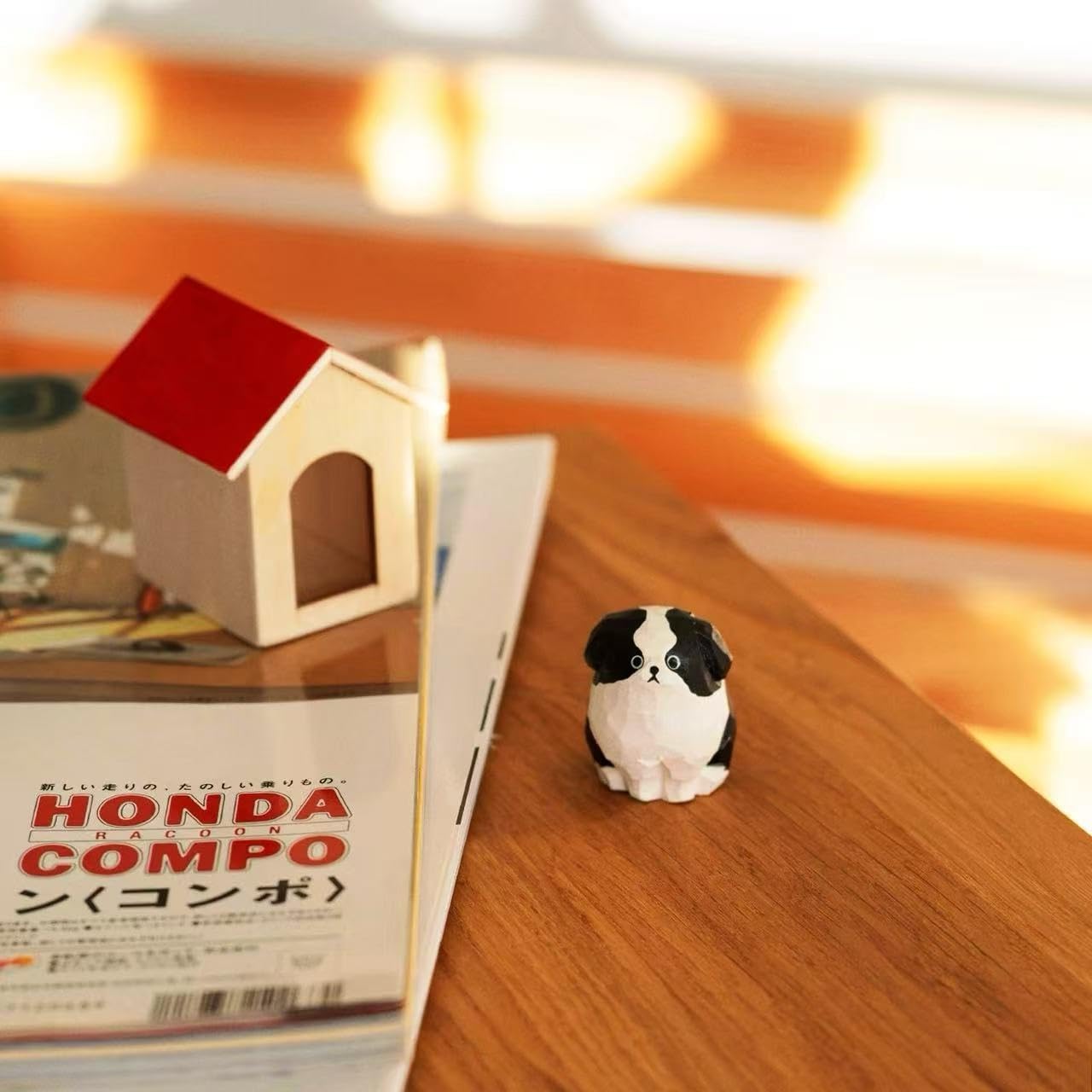 HandCarved Wooden Border Collie Figurine – Small 1.4" Carved Dog Statue with Round Base, Cute Desk or Shelf Decor, Unique Collectible Pet Memorial and Thoughtful Gift for Dog Lovers