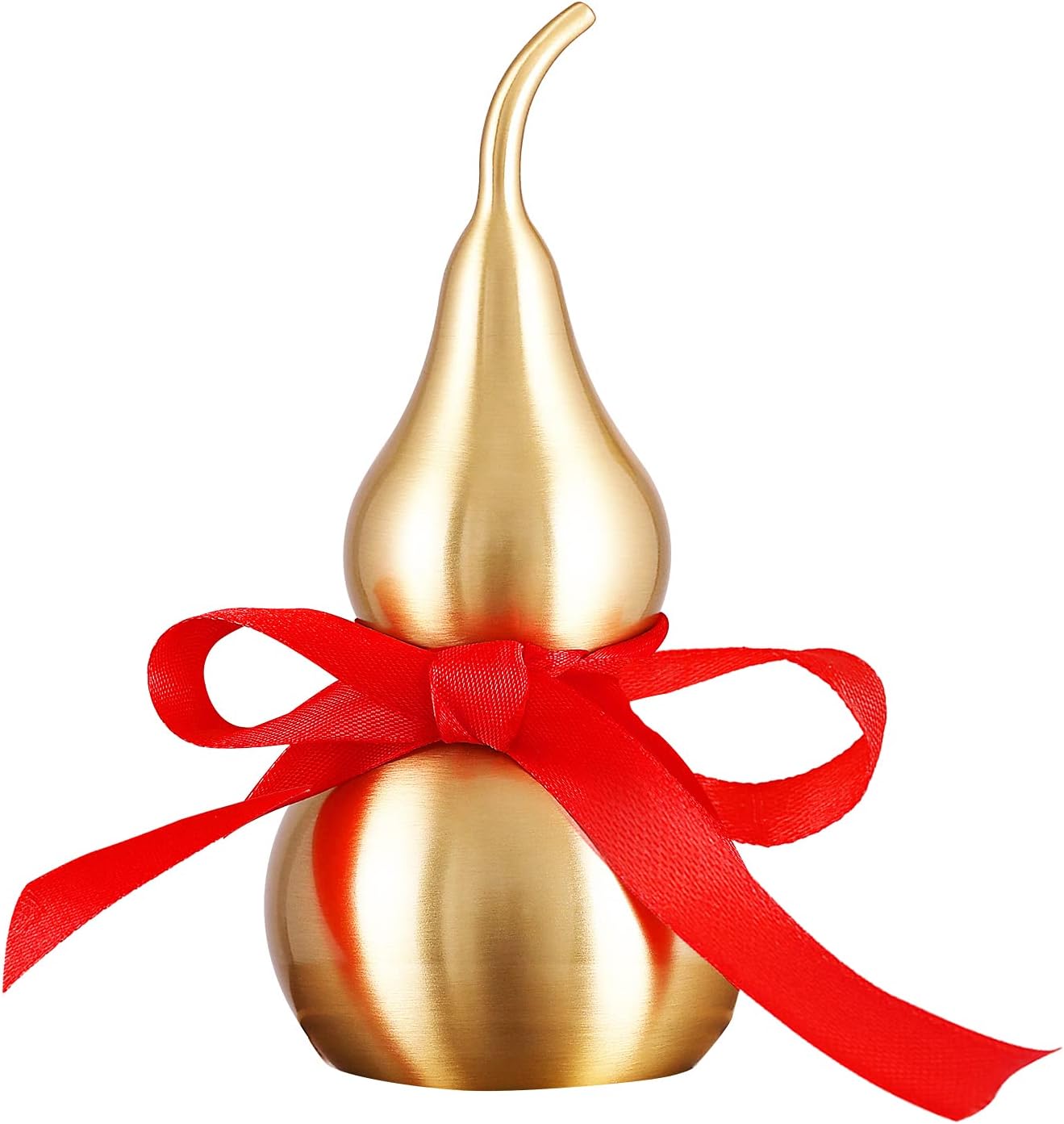 Feng Shui Decor Statue,Wu Lou Brass Gourd,with Red Luck Strip for Ideal Home Decoration,Collectible Figure Charm Amulet,6.36inch Tall,Full Brass,Hu Lu Bring Good Luck,Healthy,Wealth