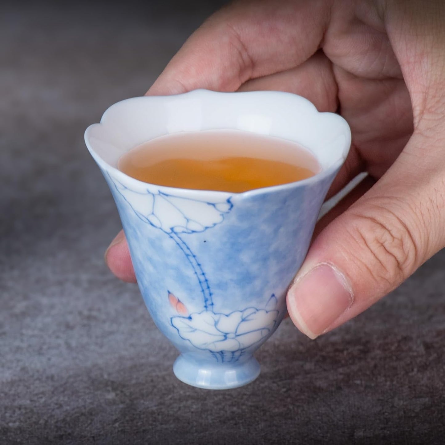 KAMMAK Ceramic Tea Cups Small, Cute Vintage Coffee Cup Set of 2, Porcelain Teacups Espresso Mug, 2.4oz Hand Painted Chinese Afternoon Tea Party Mugs, Birthday Gift for Women Men, Spring Beauty