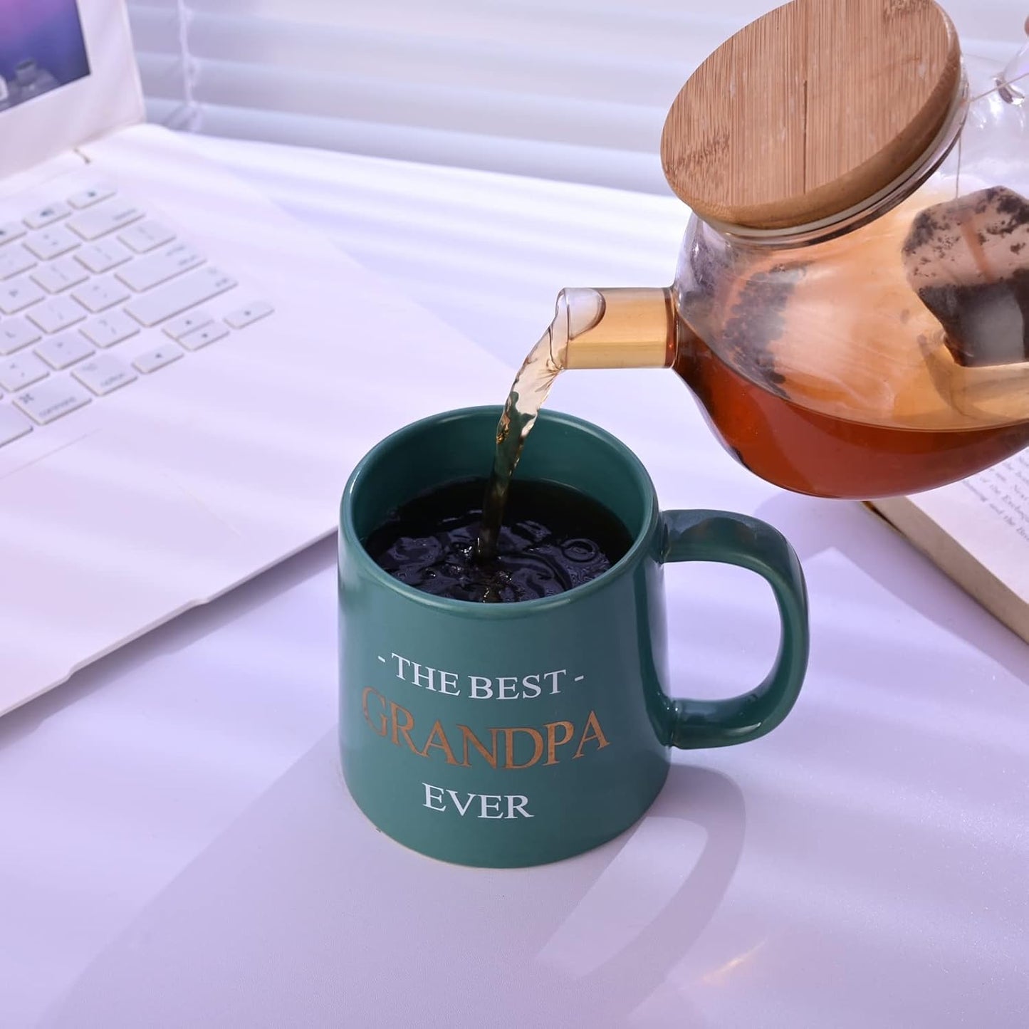 Miicol Funny Coffee Mug 16 oz, Large Ceramic Tea Mug, Gift Idea for Grandpa, Men, Cute Office Coffee Cup, Cyan Tea Cup, Unique Gift for Birthday, Christmas