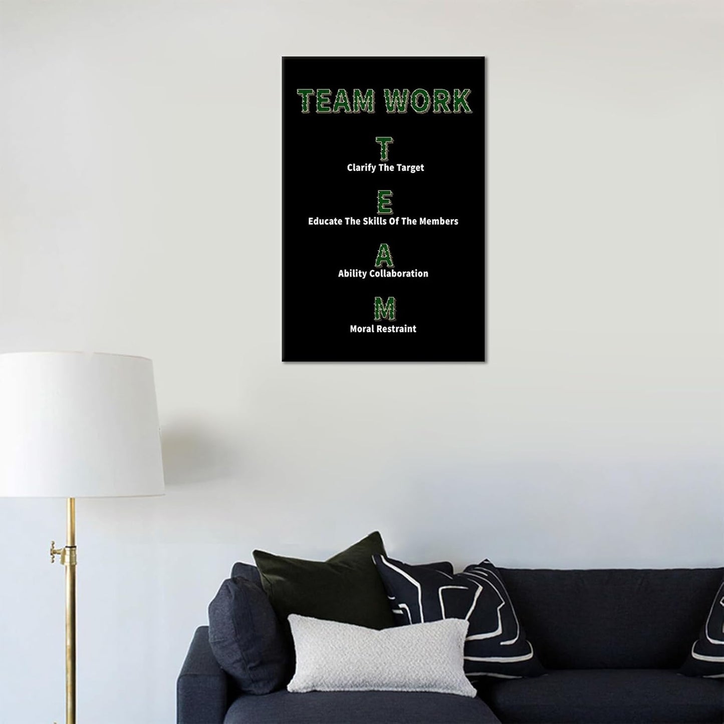 Inspirational Canvas Wall Art Team Work Motivational Entrepreneur Quotes Poster Print Positive Theme Artwork for Modern Home Bedroom Bathroom Wall Picture Painting Stretched and Framed [12''Wx18''H]