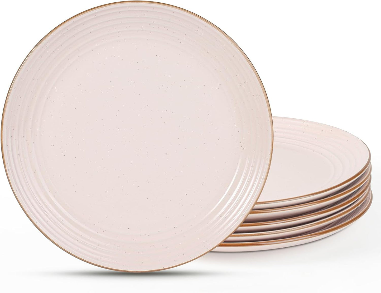 famiware Jupiter Dinner Plates Set of 6, 10.5 Inch Plate Sets, Microwave and Dishwasher Safe, Scratch Resistant, Kitchen Plates Perfect Serving Dishes, Light Pink