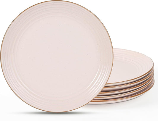famiware Jupiter Dinner Plates Set of 6, 10.5 Inch Plate Sets, Microwave and Dishwasher Safe, Scratch Resistant, Kitchen Plates Perfect Serving Dishes, Light Pink