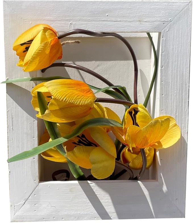 Rustic Wall Planter Frame–Handmade Whitewashed Wood Hanging Planter Box for Artificial Flowers, Succulents, Small Plants or Herbs, Farmhouse Indoor Garden Wall Decor(White)