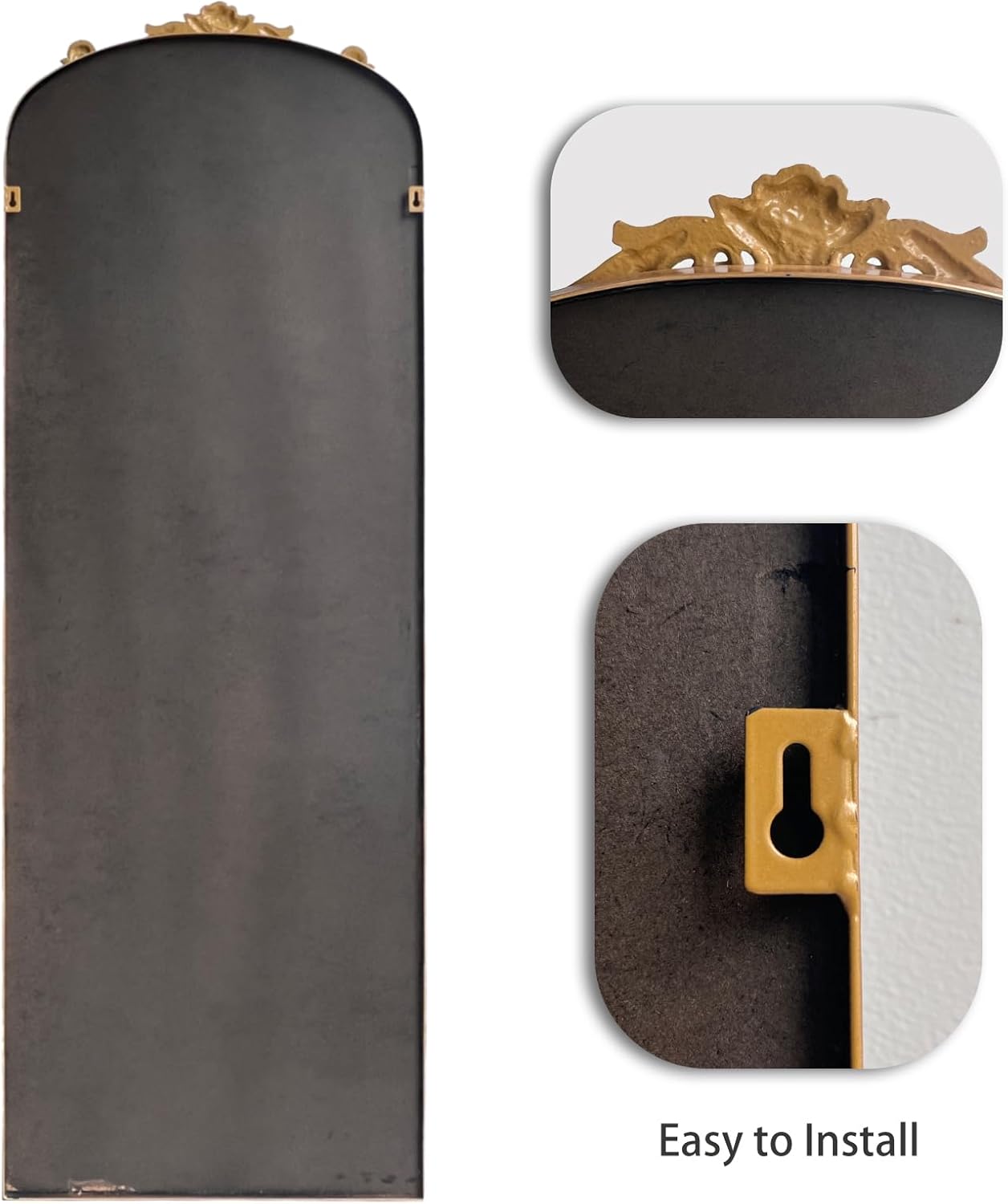 Large Gold Antique Mirror, Tall Arched Floor Mirror,Ornate Design Vintage Wall Mirror Decor for Entryway,Hallway,Living Room,Fireplace 18"X53"