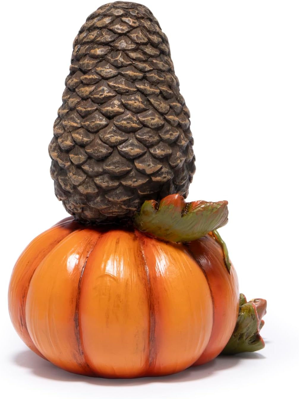 Hodao Harvest Hedgehog Pumpkin Figurine – Autumn Fall Decoration with Pine Cone, “Gather” Engraved Pumpkin – Thanksgiving Home Table Centerpiece Decor, Family Gathering Blessing Ornament (Orange-1)