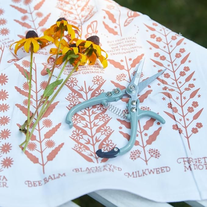 Modern Sprout Pruning Shears - Herb Snipping Scissors- Lightweight Gardening Tools W/Easy Lock - Flower Cutter Garden Shears - Carbon Steel Blade + Reusable Holster (Green, 1-Pack)