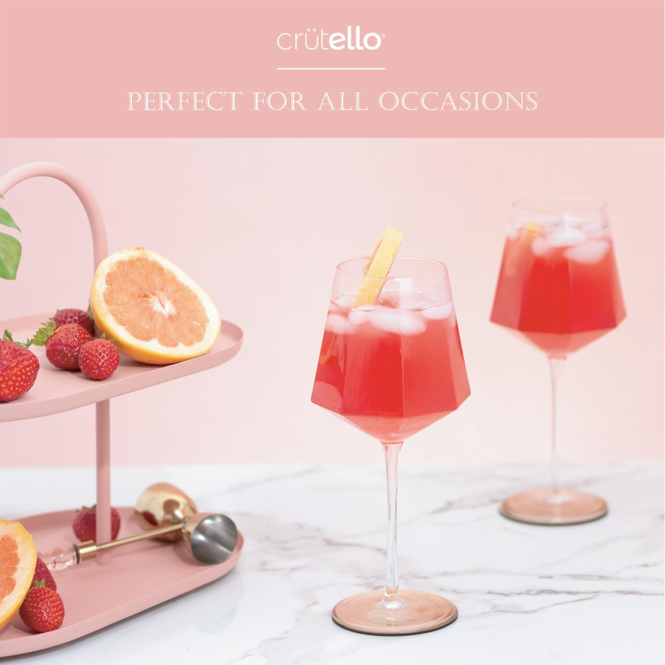 Crutello Vintage Wine Glasses Set of 4-18 oz Glass Sets - Fancy Unique Art Deco Glassware - Long Stemmed Fun Drinking Glasses for Red and White Wine, Cute Cocktail, or Fun Mocktails