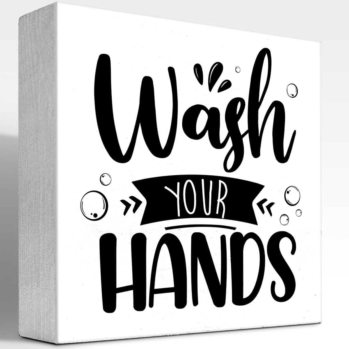 Funny Bathroom Wooden Box Sign,Wash Your Hands Bathroom Wood Block Plaque Sign for Home Restroom Shelf Wall Toilet Decor