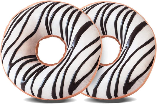 HYSEAS Round Throw Pillow 14 Inch Chocolate White Donut, 3D Digital Print Decorative Soft Food Shaped Pillow, Light Weight Seat Cushion for Couch, Chair, Floor, Sofa, 2 Pack