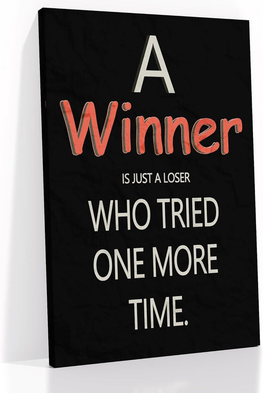 Inspirational Poster Wall Art Office Decor Winner Motivational Quotes Print on Canvas Positive Energy Picture Painting Artwork for Modern Home Living Room Workplace Gym Ready to Hang [24''Wx36''H]