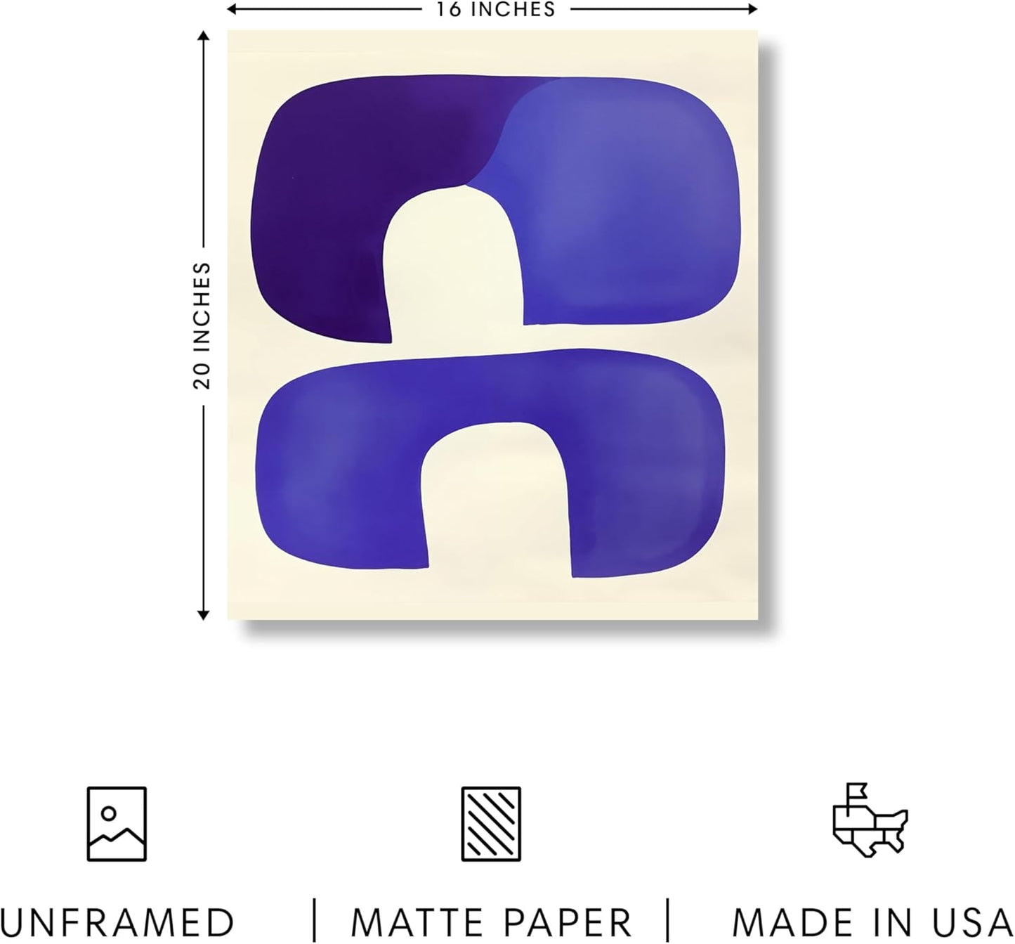 HAUS AND HUES Modern Abstract Wall Art - Blue and Green Living Room Art, Modern Artwork for Walls, Minimalist Picture for Living Room(Blue Tribal Shapes, Unframed, 16x20)