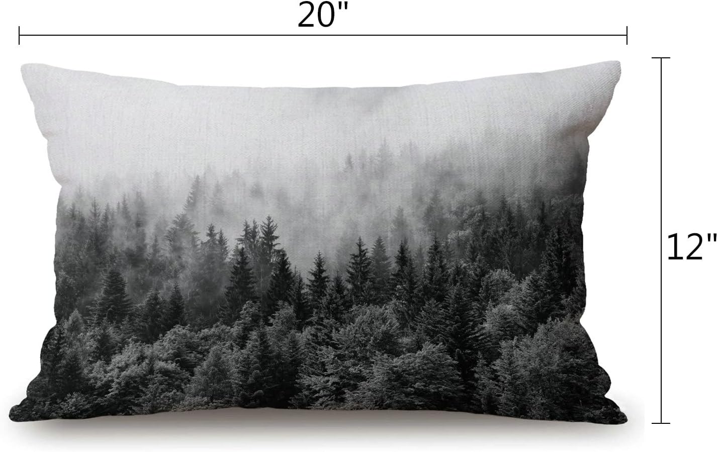 Misty Forests Farmhouse Pillow Covers 12" x 20" Lumbar Pillow Covers Home Decorative Cotton Linen Cushion Case for Sofa Couch Housewarming Family Room Décor