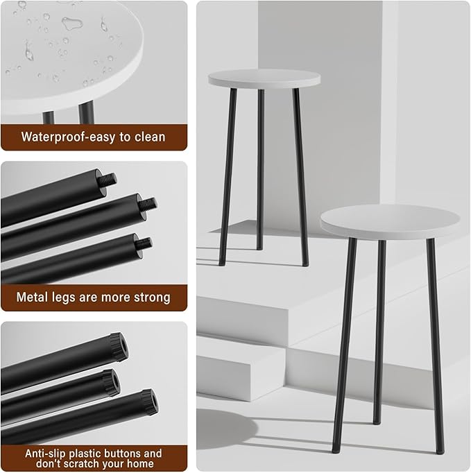 Plant Stand Indoor 2 Pack: Corner Wood 20 Inch Plant Stand Mid Century Modern Decor - Small Round Plant Table for Indoor Plants - Outdoor Plant Holder for Patio Living Room Bathroom Office (White)